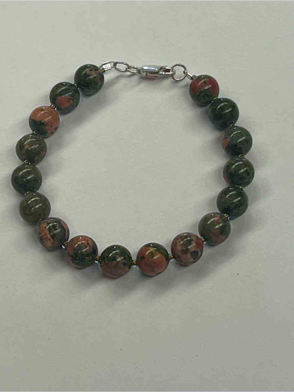 Unakite sterling silver bracelet